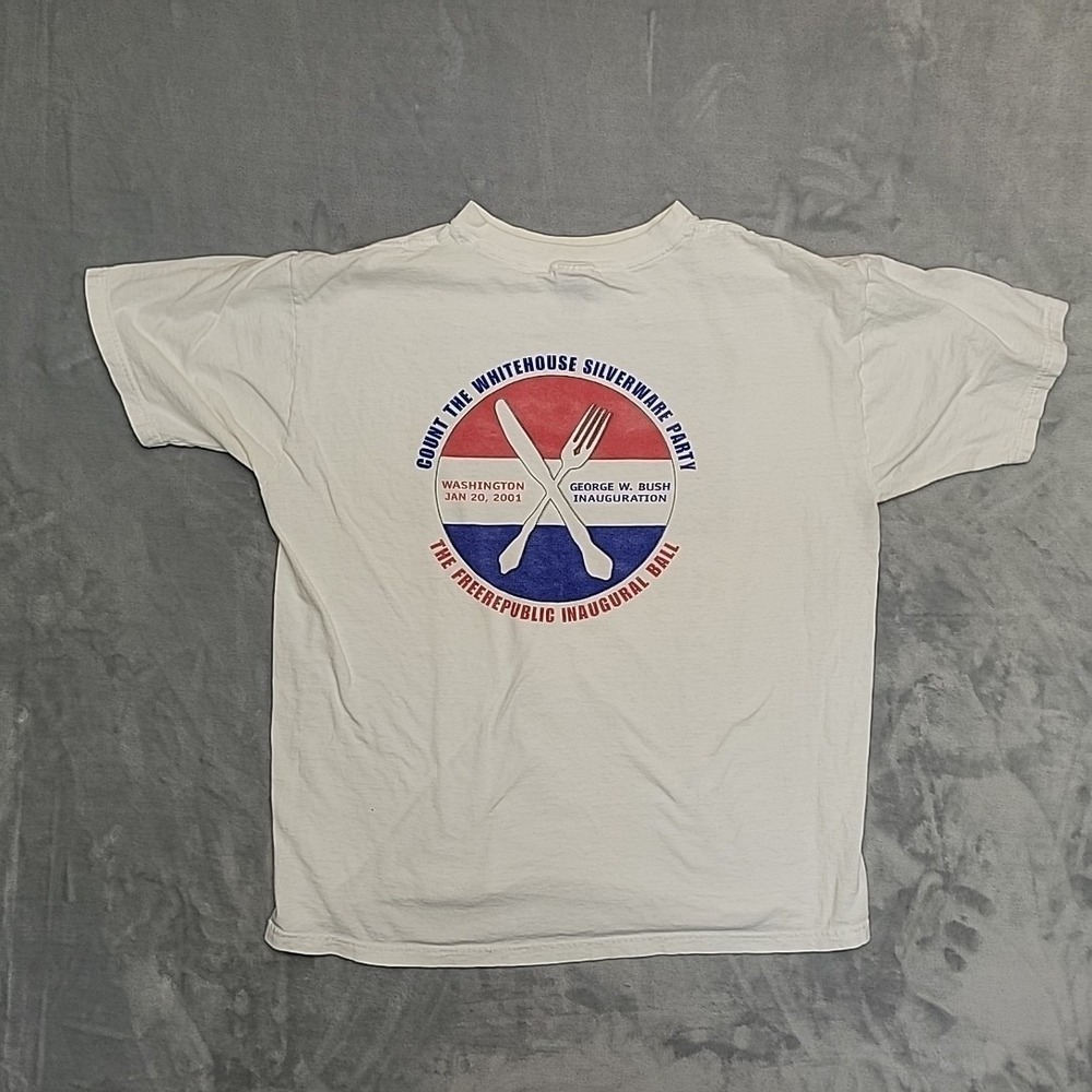 VTG  Free Republic T Shirt Men White XL George W Bush 2001 Political Graphic USA